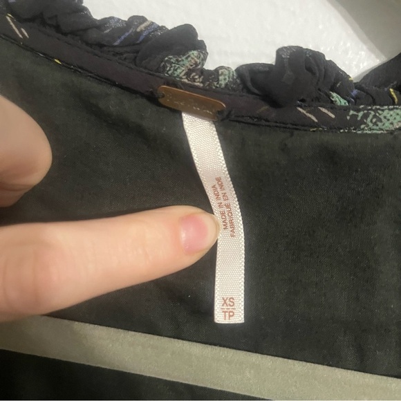 Free People Wild Horses Peacock Print Mini Dress | Boho | Black | Size XS - Picture 8 of 11